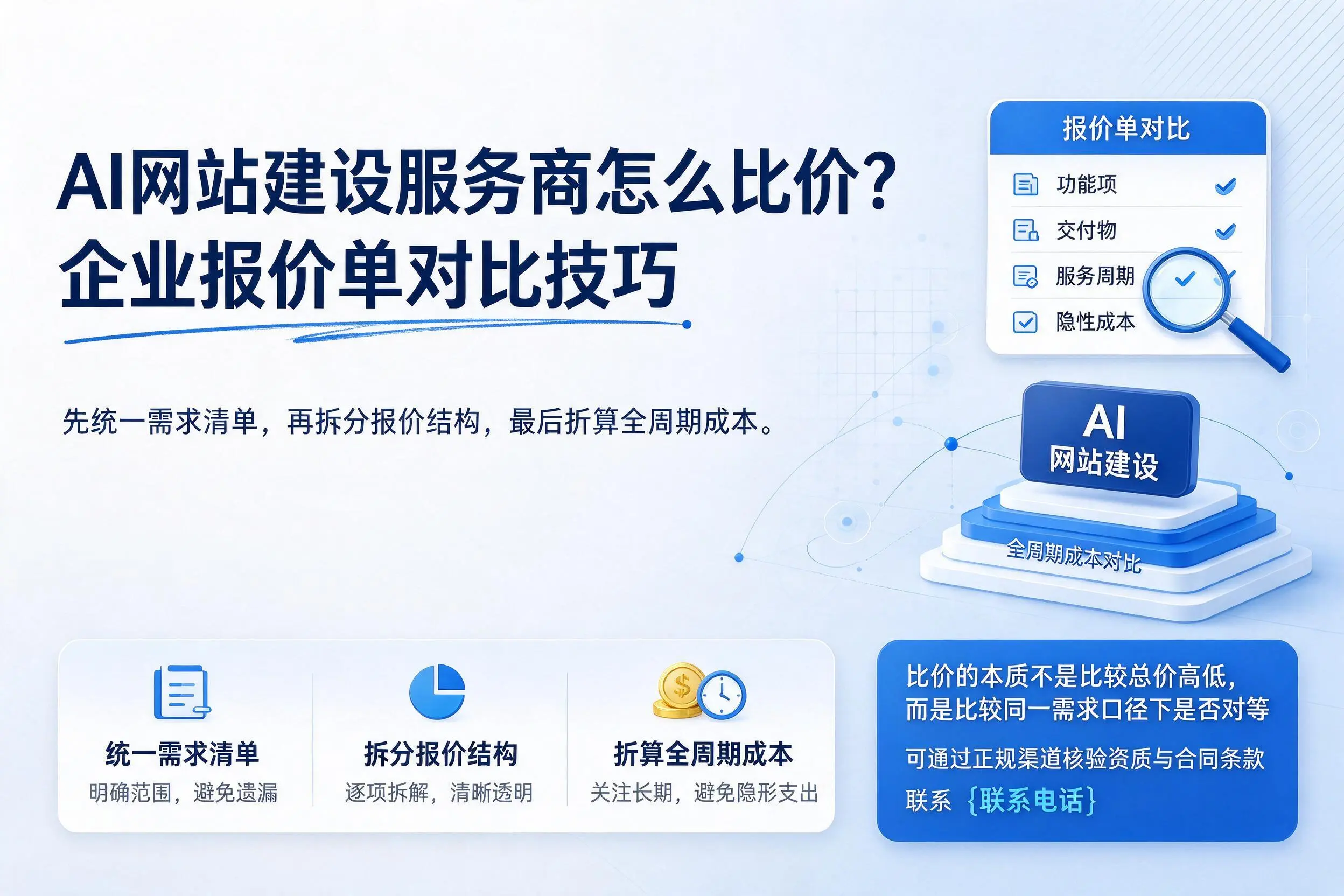 AI网站建设服务商怎么比价?保亭企业报价单对比技巧