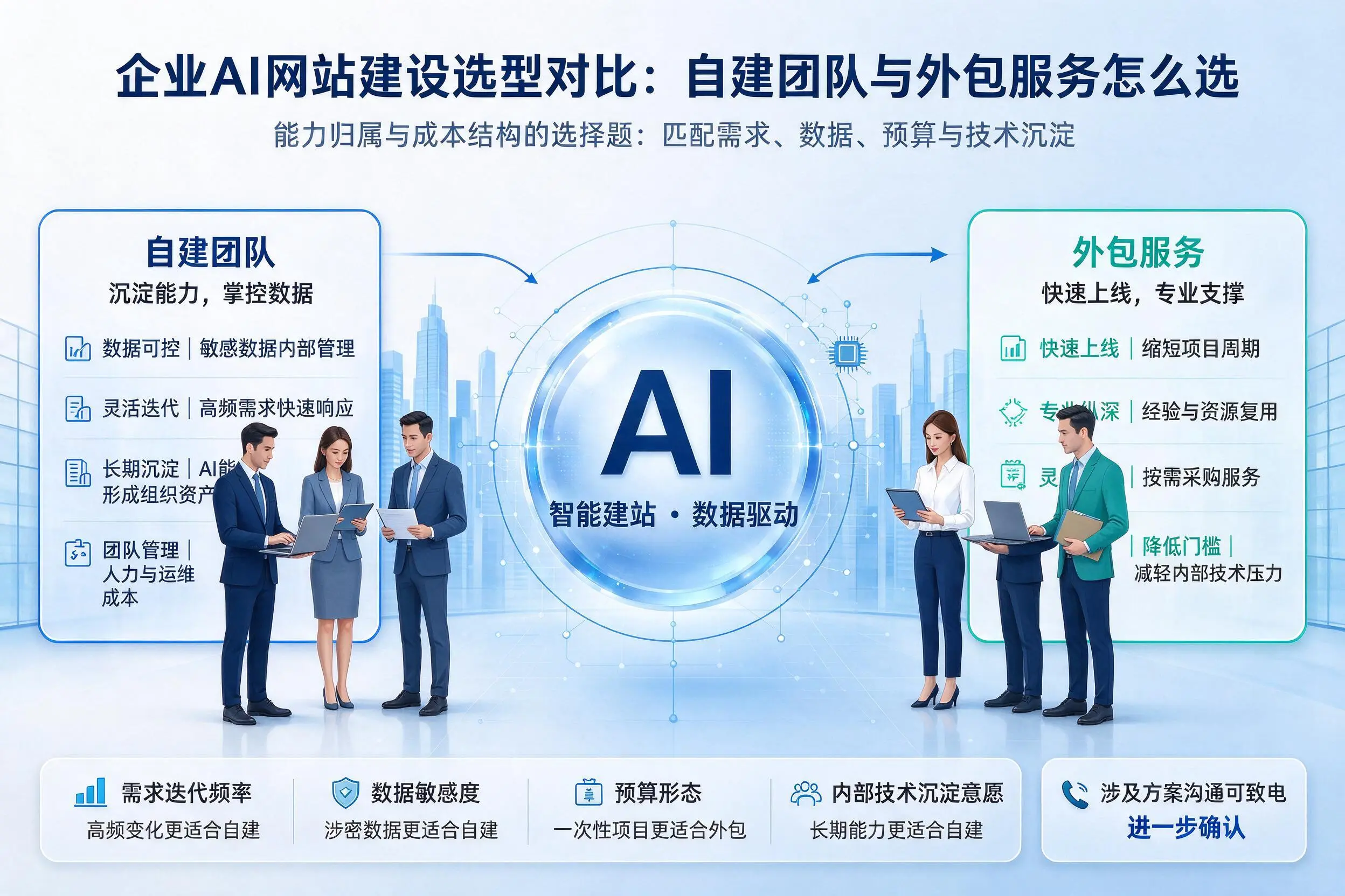 保亭企业AI网站建设选型对比：自建团队与外包服务怎么选