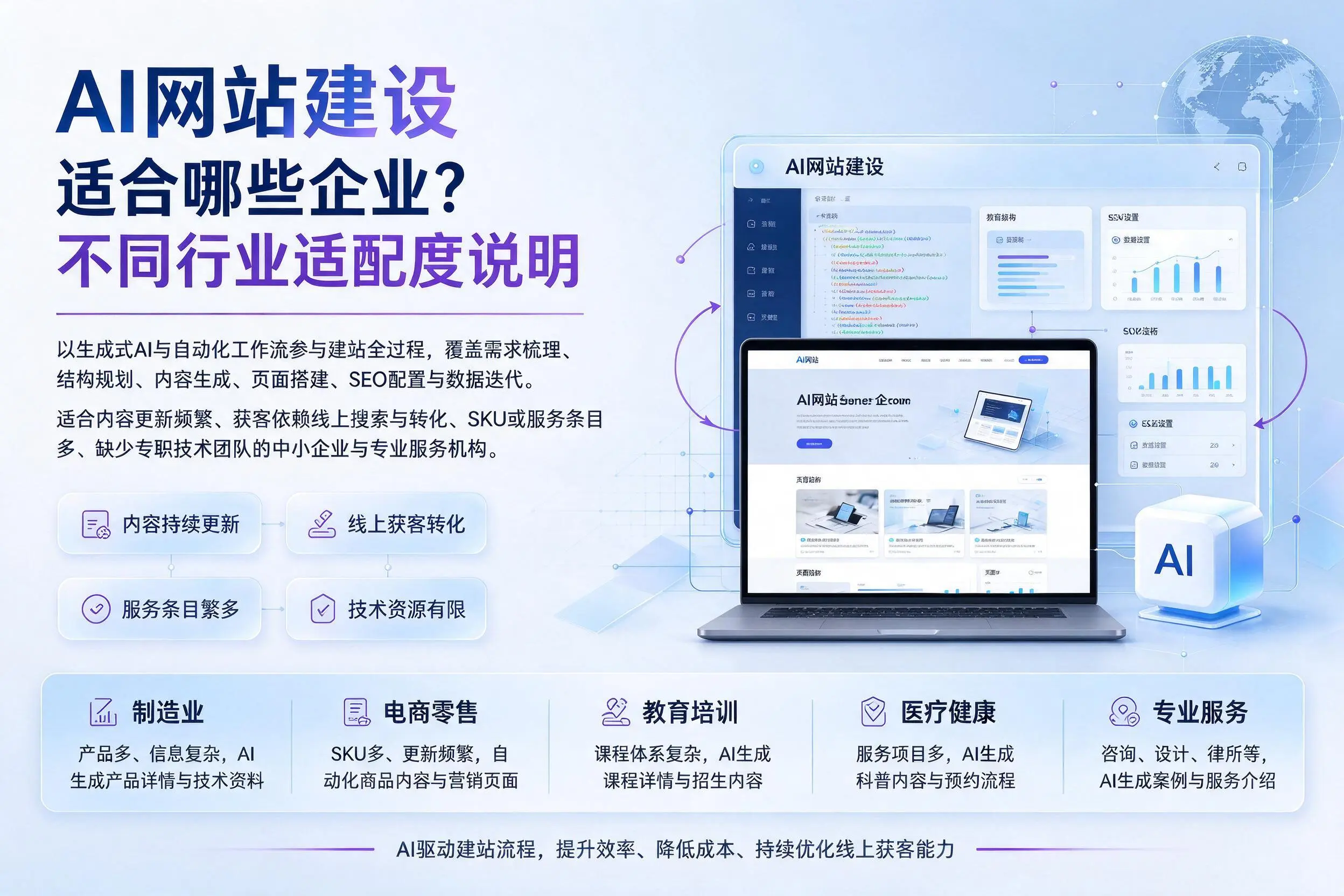AI网站建设适合哪些企业？保亭不同行业适配度说明